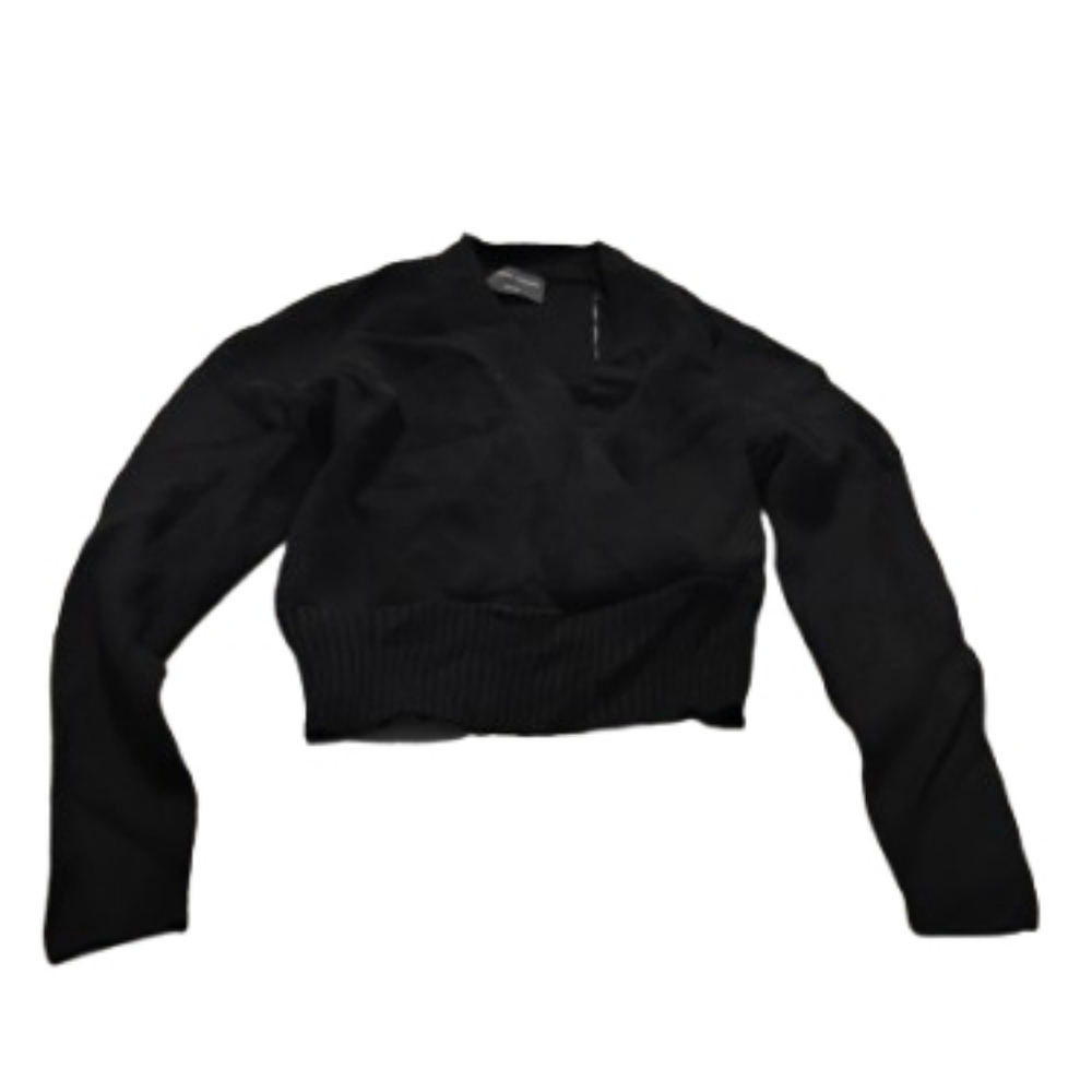 Modern Citizen Black Criss Cross Faux Wrap V Neck Sweater Top Sz M